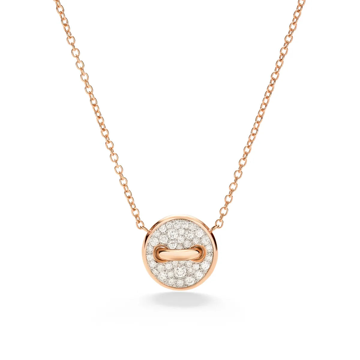Pomellato 18k White Rhodium Plated Rose Gold Pom Pom Dot Necklace with Pendant