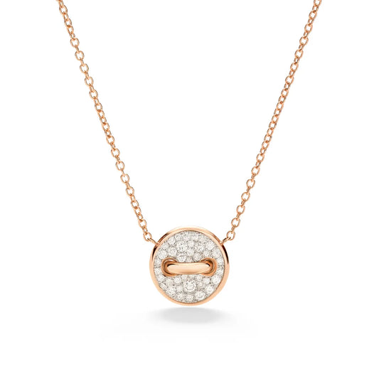 Pomellato 18k White Rhodium Plated Rose Gold Pom Pom Dot Necklace with Pendant