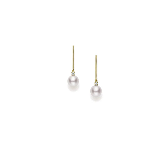 Mikimoto Akoya Cultured Pearl Drop Earrings in 18K Yellow Gold