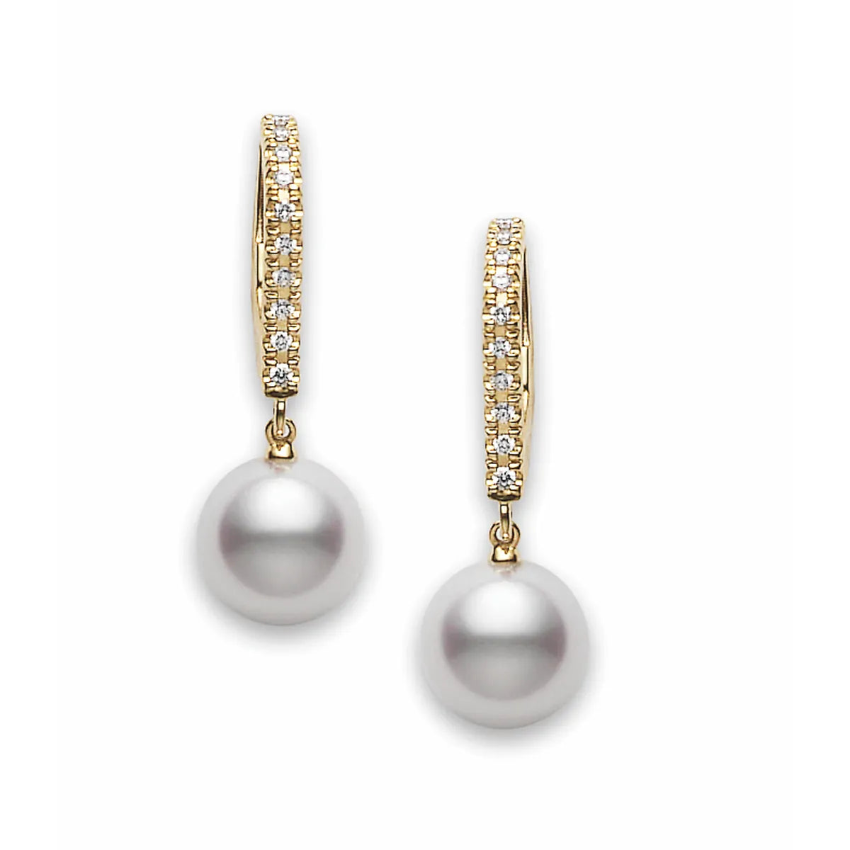 Mikimoto Classic Elegance Akoya Cultured Pearl Lever Back Earrings 18K Gold