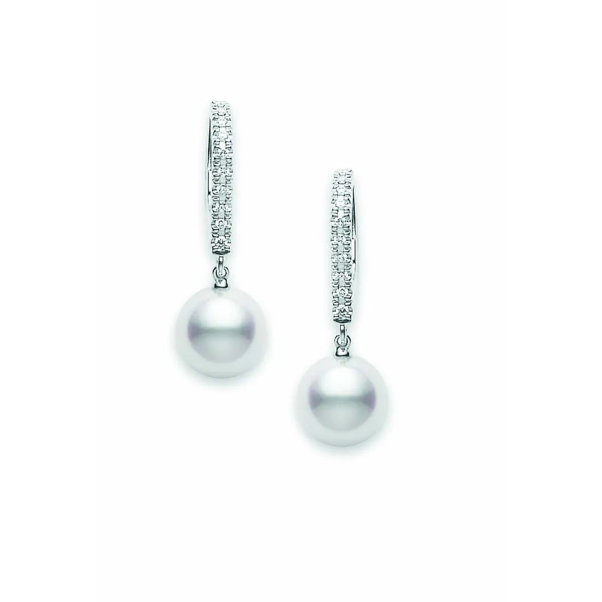 Mikimoto Classic Elegance Akoya Cultured Pearl Lever Back Earrings 18K Gold