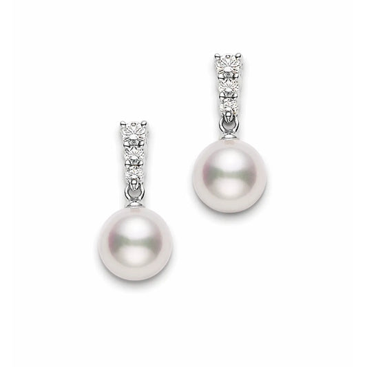 Mikimoto Morning Dew Akoya Cultured Pearl Earrings 18k White Gold