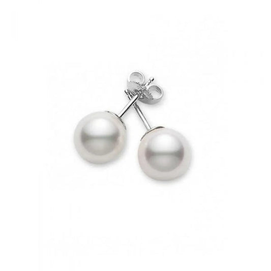 Mikimoto Akoya Pearl Stud Earrings in 18k White Gold