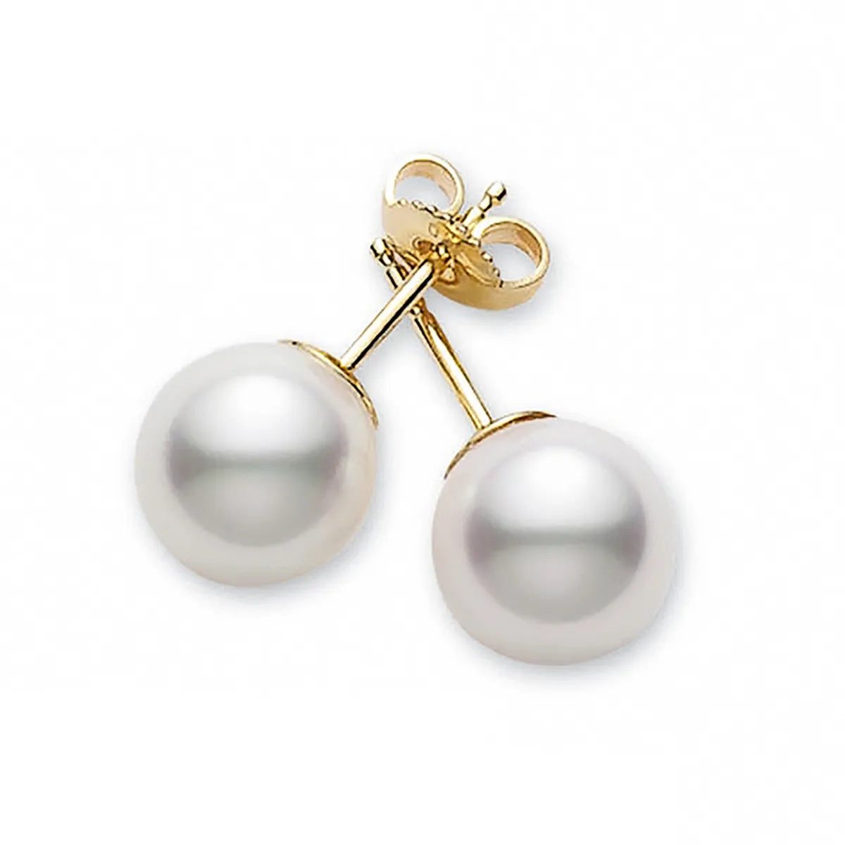 Mikimoto Akoya Cultured Pearl Stud Earrings 18K Gold