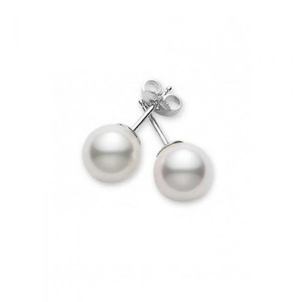 Mikimoto Akoya Cultured Pearl Stud Earrings 18K Gold