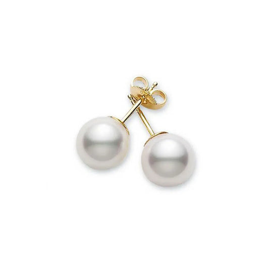 Mikimoto Akoya Cultured Pearl Stud Earrings 18K White Gold