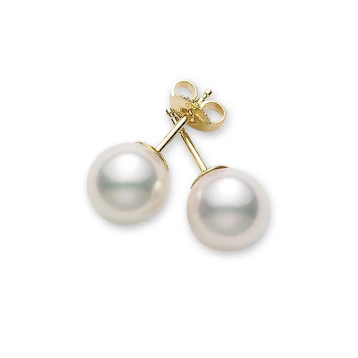 Mikimoto Akoya Cultured Pearl Stud Earrings 18K Gold