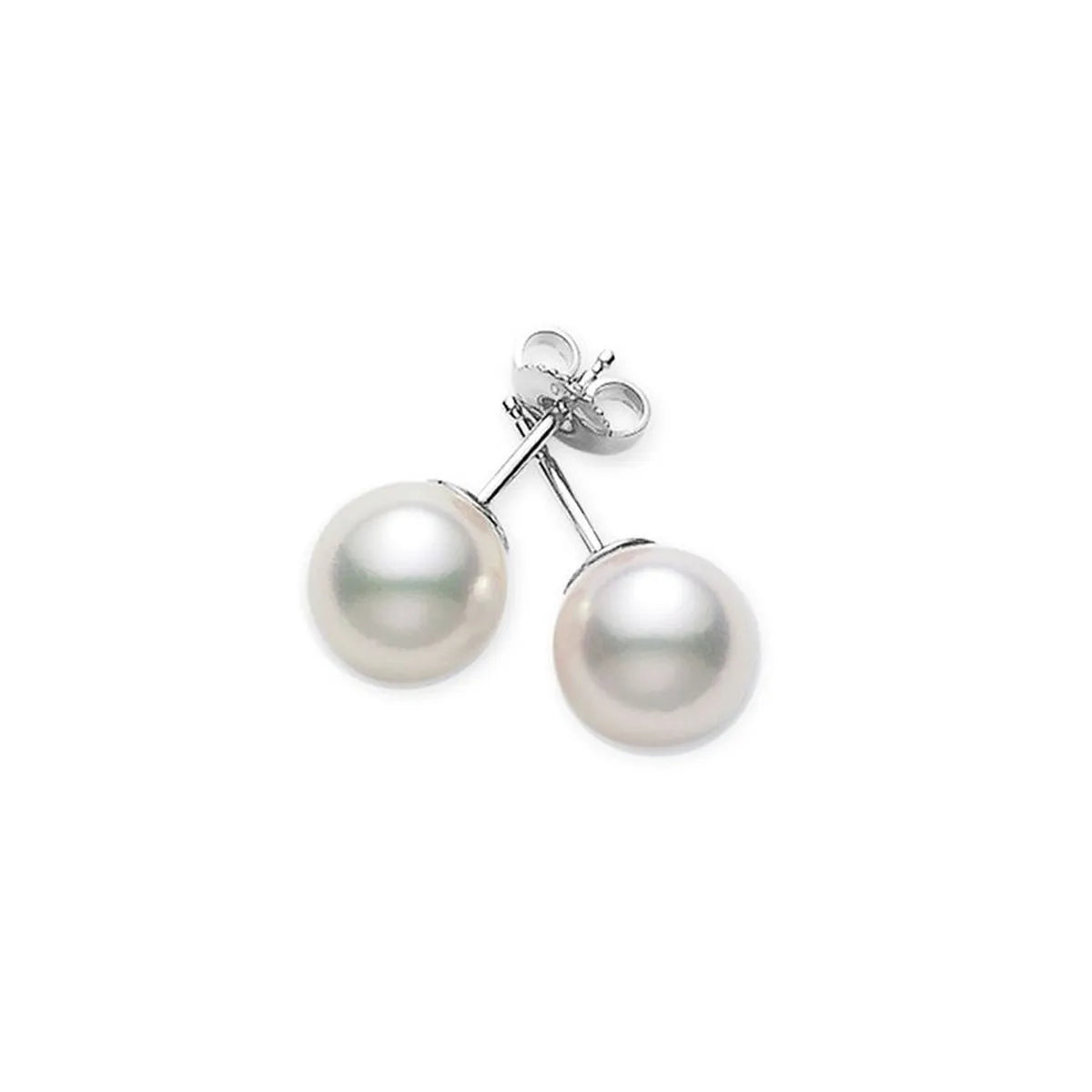 Mikimoto Akoya Cultured Pearl Stud Earrings 18K Gold