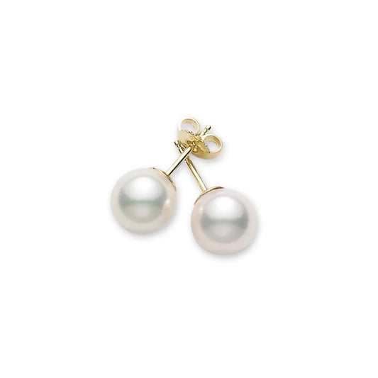 Mikimoto Akoya Cultured Pearl Stud Earrings in 18K Yellow Gold