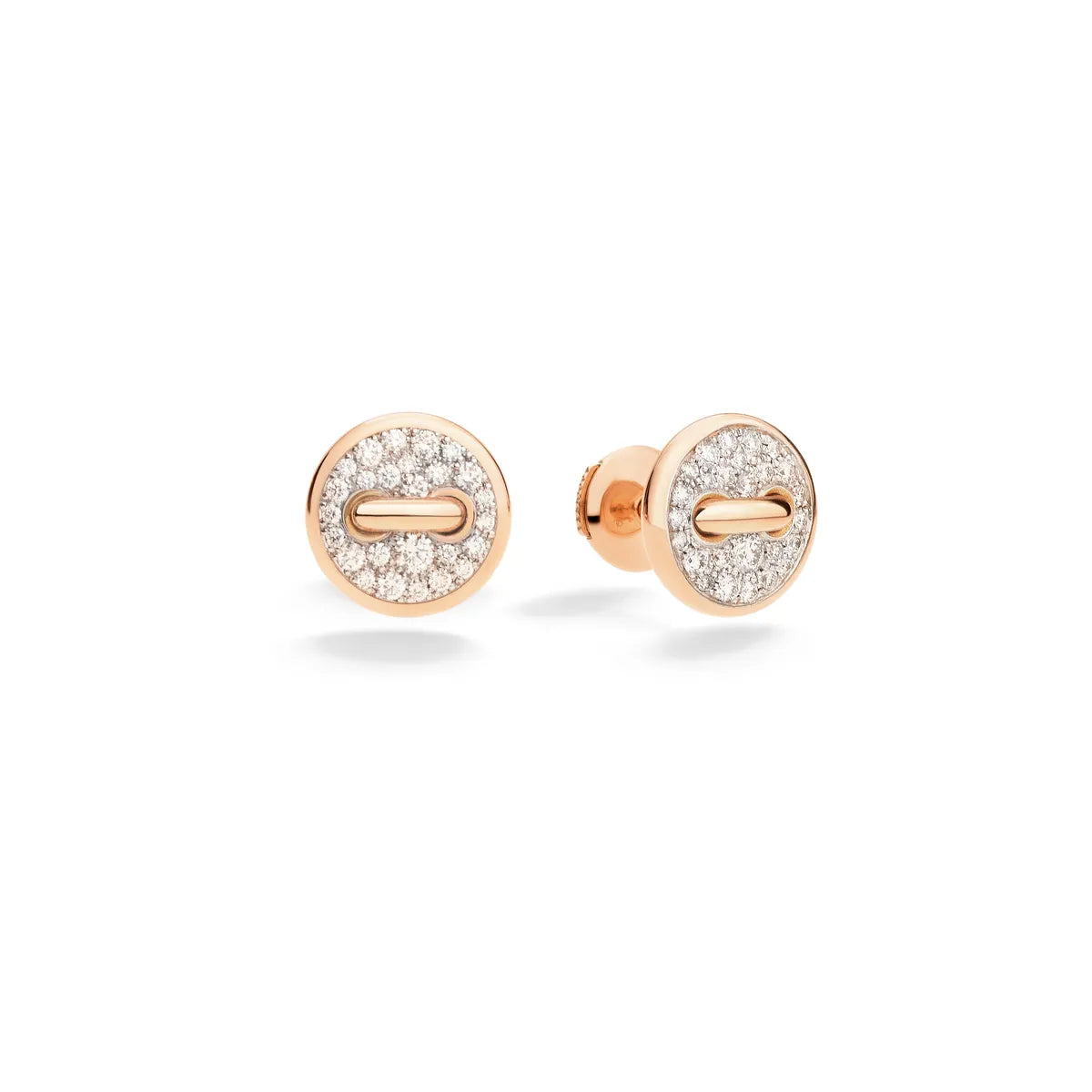 Pomellato 18k white rhodium plated rose gold pom pom dot earrings