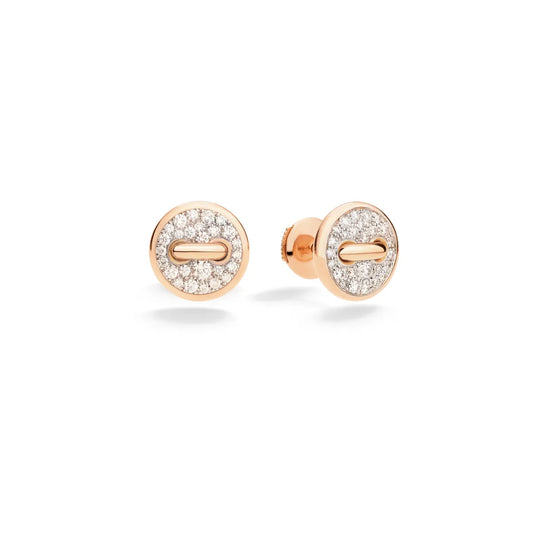 Pomellato 18k white rhodium plated rose gold pom pom dot earrings