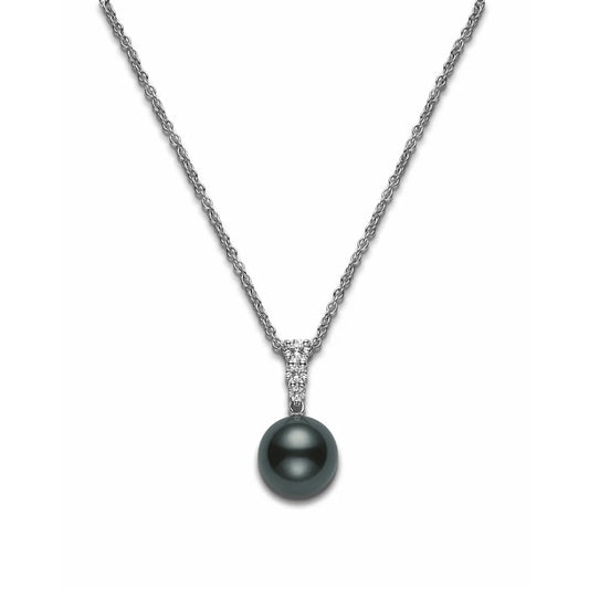 Mikimoto Morning Dew Black South Sea Cultured Pearl Pendant 18K White Gold