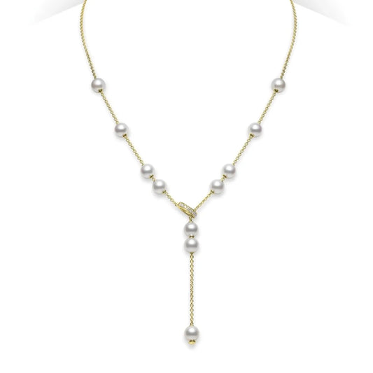 Mikimoto Pearls Akoya Cultured Pearl Necklace 18k Yellow Gold