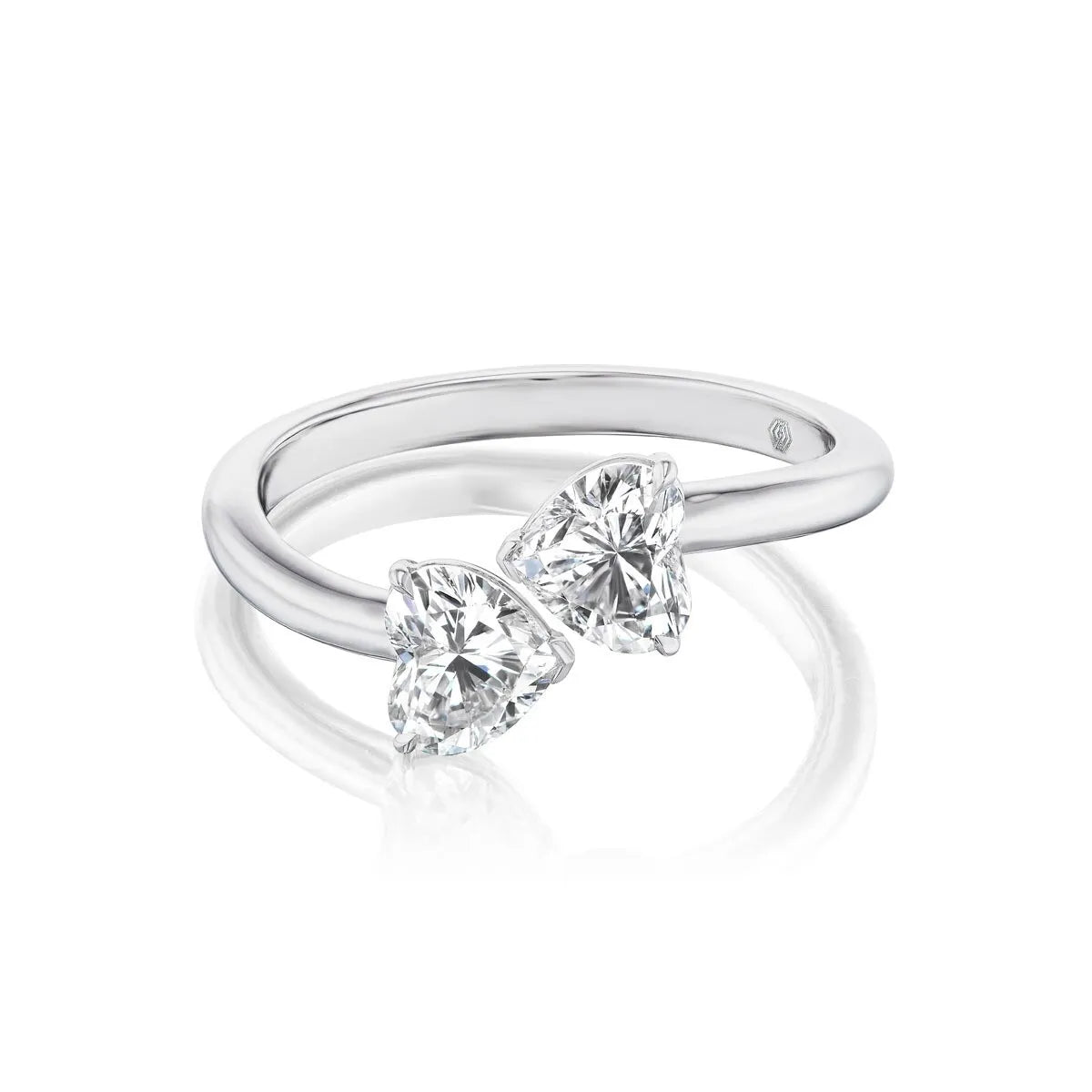 18k gold diamond bypass ring with two stones on Lenox Collection.