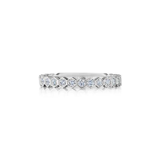 18k gold diamond ring with hexagonal design