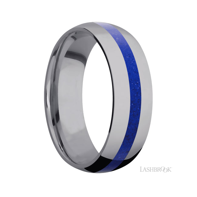 Lashbrook Domed/Tantalum Band with Centered inlay of Lapis