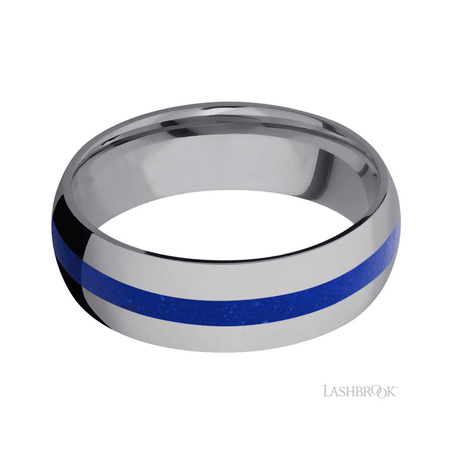 Lashbrook Domed/Tantalum Band with Centered inlay of Lapis