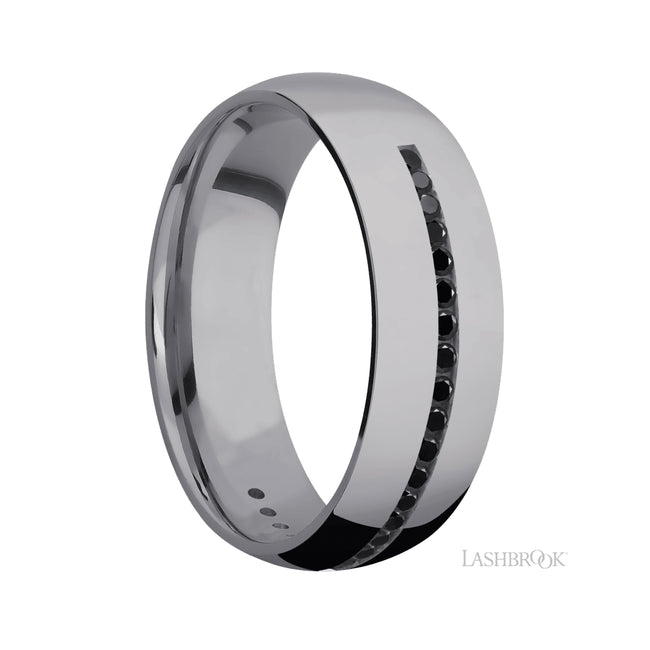 Lashbrook Domed/Tantalum Band with Black Diamond