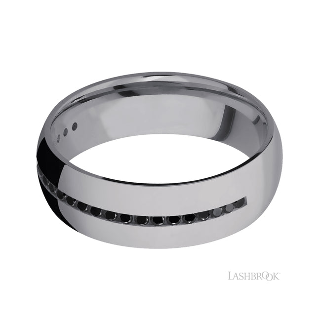 Lashbrook Domed/Tantalum Band with Black Diamond