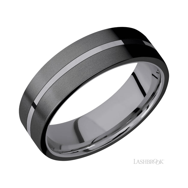 Lashbrook Flat/Tantalum Band with two inlays of Zirconium