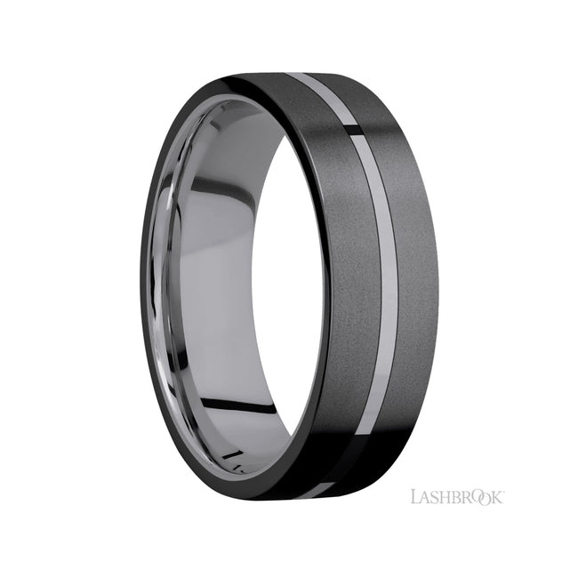 Lashbrook Flat/Tantalum Band with two inlays of Zirconium