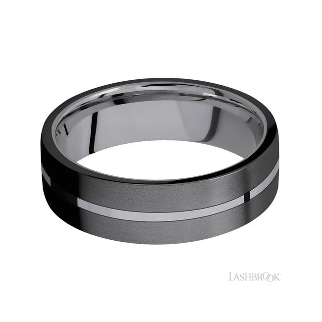 Lashbrook Flat/Tantalum Band with two inlays of Zirconium