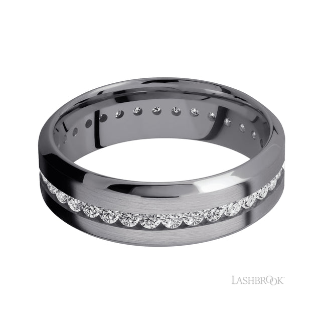 Lashbrook High Bevel/Tantalum Band with Lab Grown Diamond
