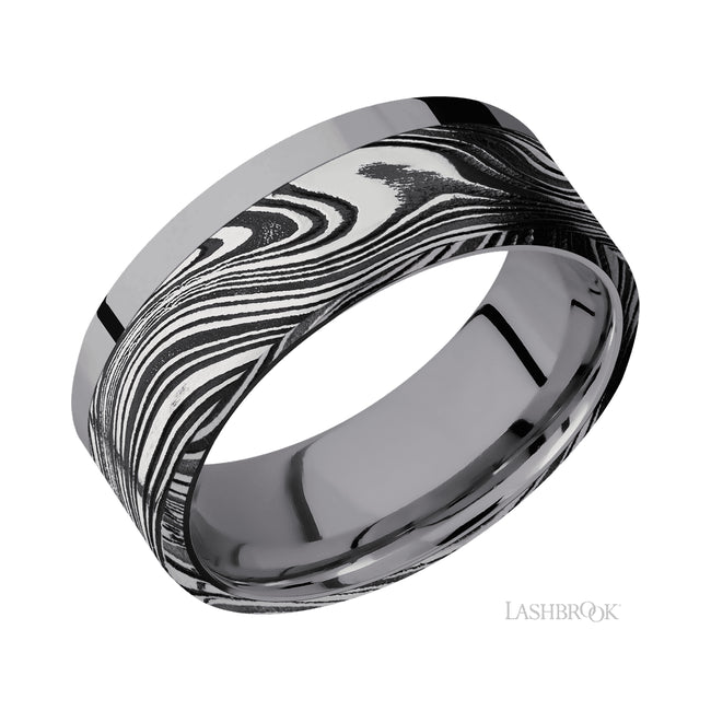 Lashbrook Flat/Tantalum Band with one inlay of Marble