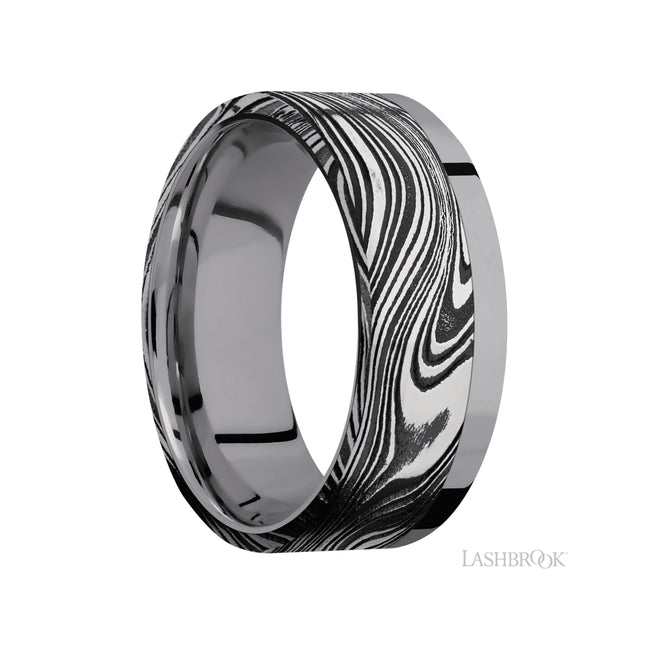 Lashbrook Flat/Tantalum Band with one inlay of Marble