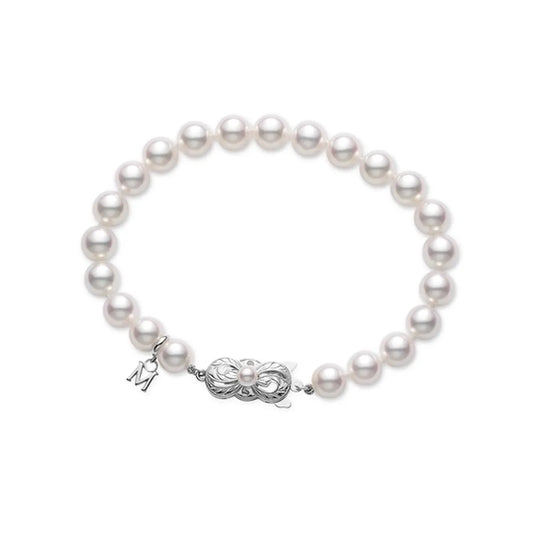 Mikimoto Akoya Cultured Pearl Bracelet 18k White Gold