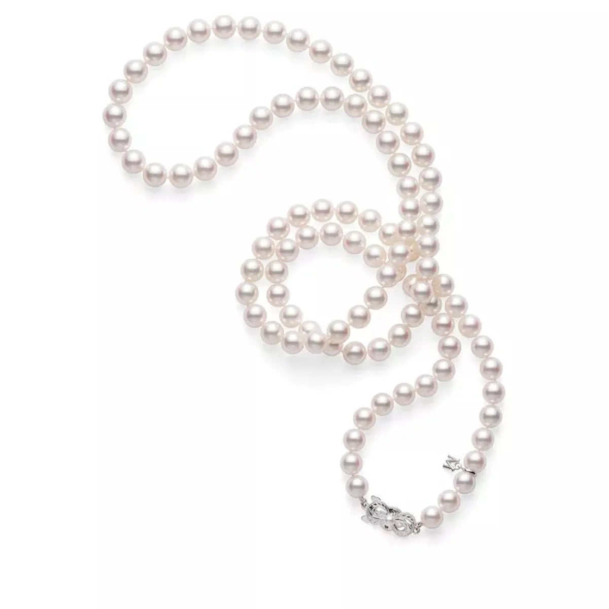 Mikimoto Akoya Cultured Pearl 32" Necklace 18K White Gold