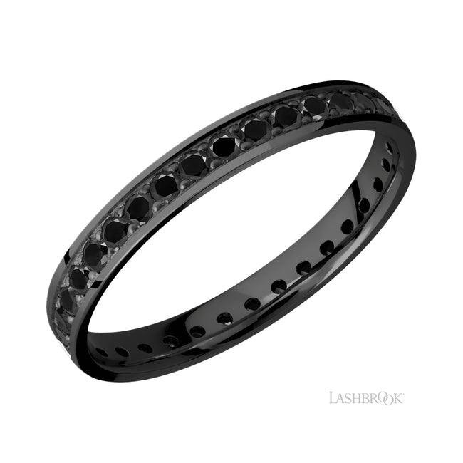 Lashbrook Flat/Zirconium Band with Black Diamond