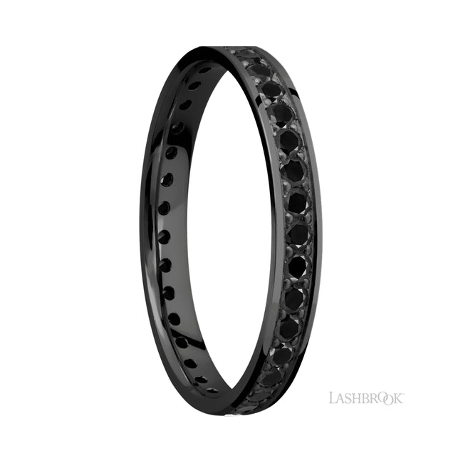 Lashbrook Flat/Zirconium Band with Black Diamond