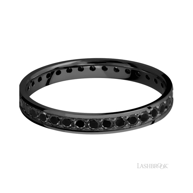 Lashbrook Flat/Zirconium Band with Black Diamond