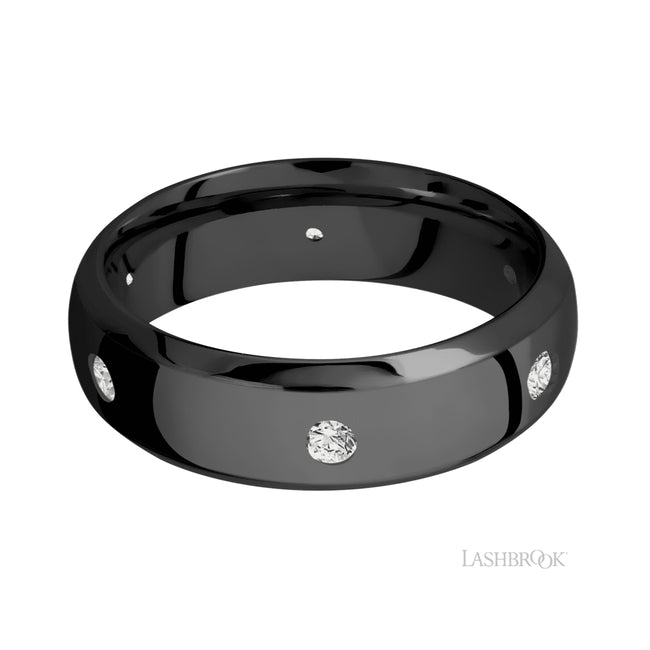 Lashbrook Domed Bevel/Zirconium Band with Diamond
