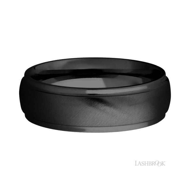Lashbrook Domed Stepped Down Edges Zirconium Band