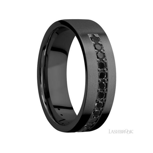 Lashbrook Flat/Zirconium Band with Black Diamond