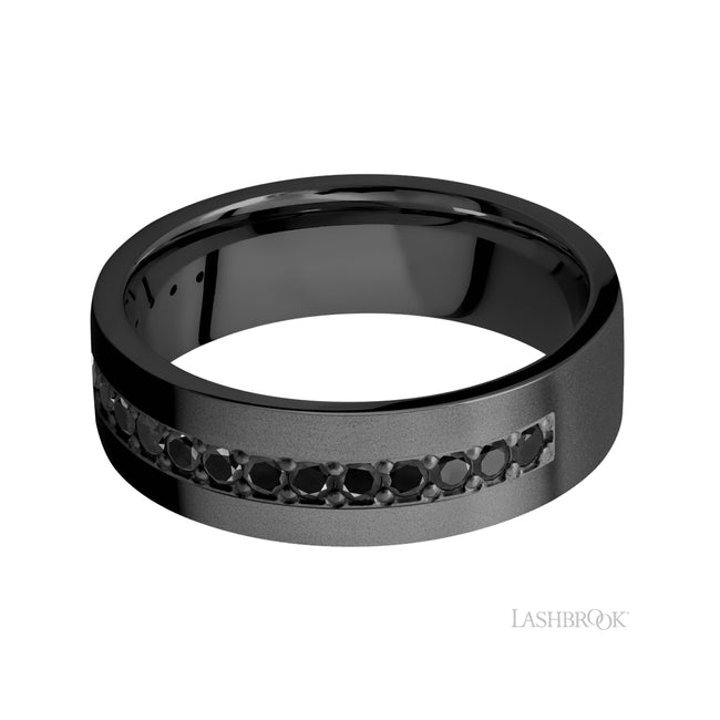Lashbrook Flat/Zirconium Band with Black Diamond