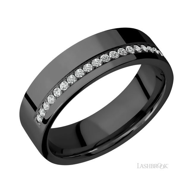 Lashbrook Flat/Zirconium Band with Diamond