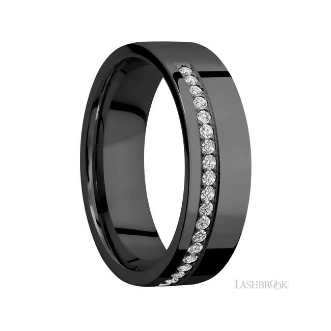 Lashbrook Flat/Zirconium Band with Diamond