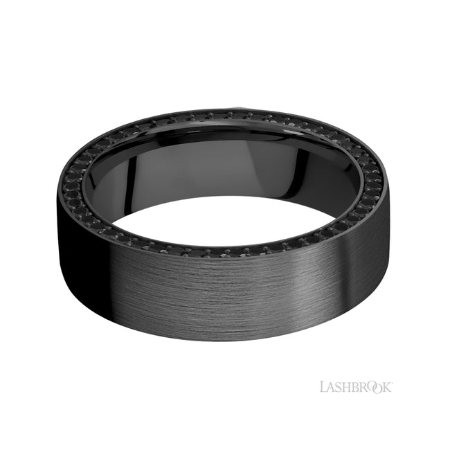 Lashbrook Flat/Zirconium Band with Black Diamond