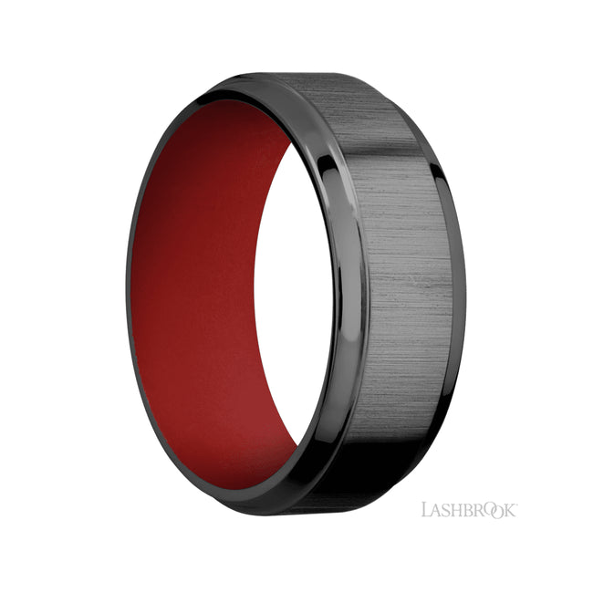 Lashbrook Stepped Bevel Zirconium Band featuring a USMC Red sleeve