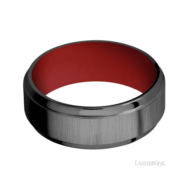 Lashbrook Stepped Bevel Zirconium Band featuring a USMC Red sleeve