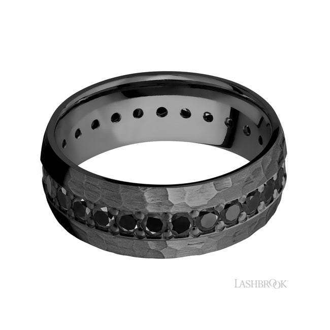 Lashbrook Domed/Zirconium Band with Round Black Diamond