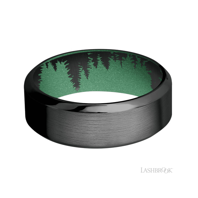 Lashbrook High Bevel Zirconium Band featuring a Bright Nickel sleeve