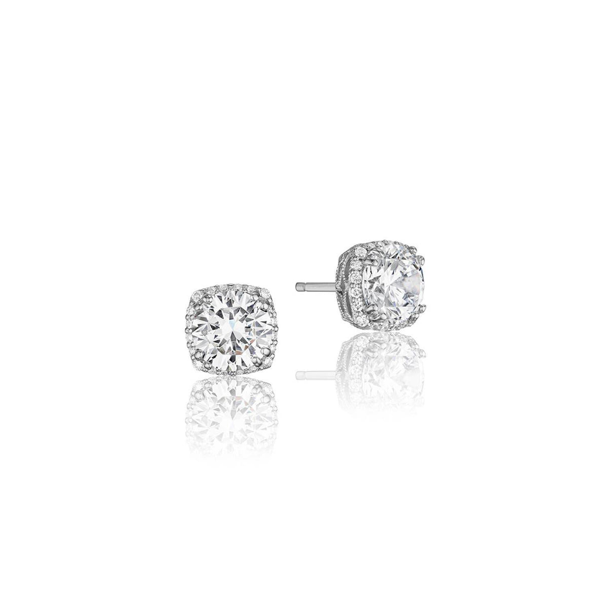 Tacori 18K White Gold Dantela Bloom Diamond Stud Earrings