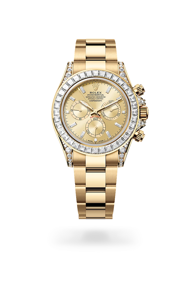 Rolex Cosmograph Daytona in 18 kt yellow gold with lugs set with diamonds, M126598TBR-0001 - Lenox Jewelers