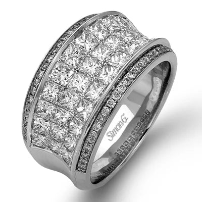 Simon G. Three-Row Princess & Yellow Diamond Ring