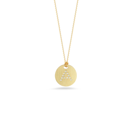 Roberto Coin 18K Yellow Gold Tiny Treasures Diamond Initial Letters Satin Disc Necklace