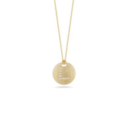 Roberto Coin 18K Yellow Gold Tiny Treasures Diamond Initial Letters Satin Disc Necklace